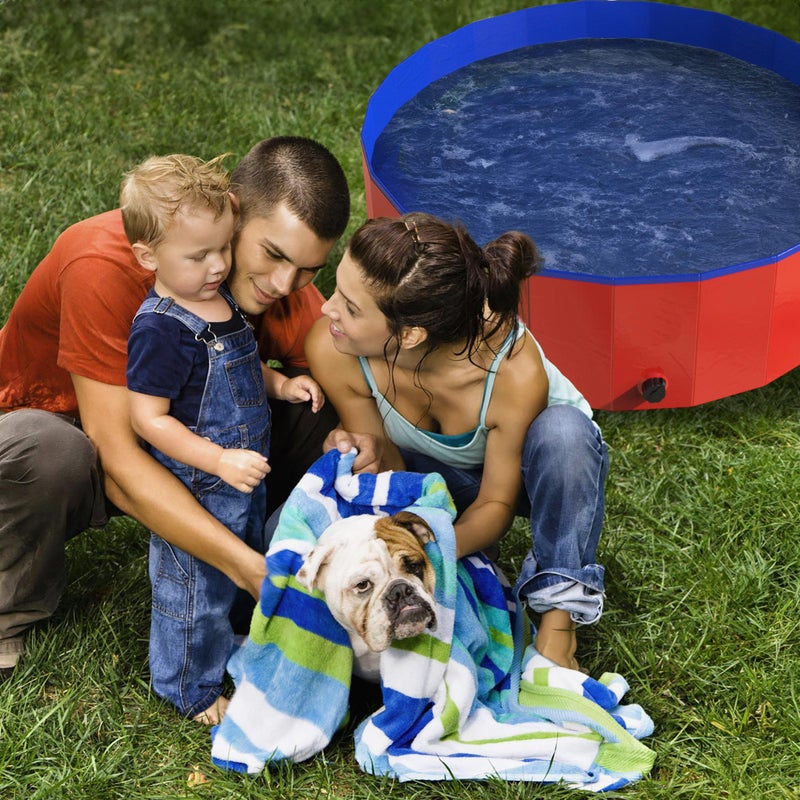 PETMAKER Foldable Dog Pool - 30.5x12in Pet Pool - Durable PVC Outdoor Pool with Drain for Grooming, Bathing, or Play - Kiddie Pool for Dogs by PETMAKER (Red) - Image 5